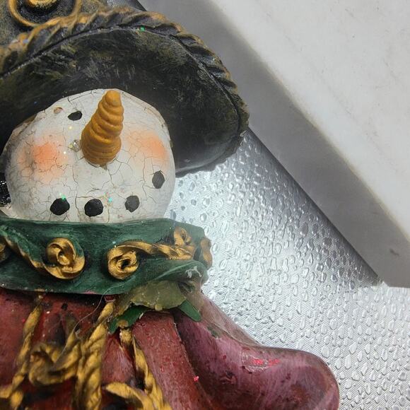 Large Victorian Rustic Snowman Figurine Resin Winter Holiday Home Décor - Picture 3 of 16